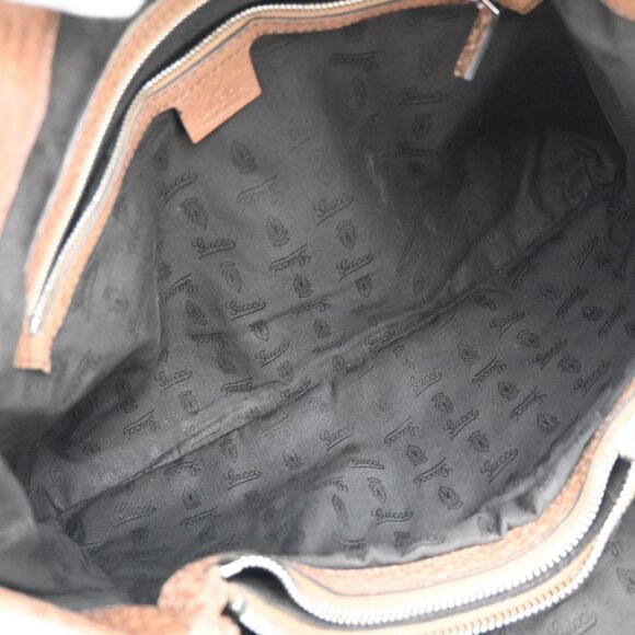 GUCCI Logo GG Pattern Shoulder Tote Bag Bamboo Canvas Leather Brown 36EF407 - Picture 10 of 16